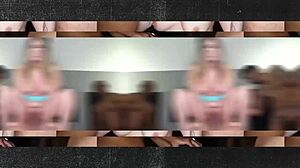 busty brunette's tight pussy leaks cum after gangbang