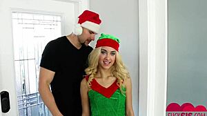 Uma Jolie, The Extra Small 18+ Elf On The Shelf, Gets Bent Over For Hardcore Doggystyle Fucking, Cumshot On Her Big Tits And Ass