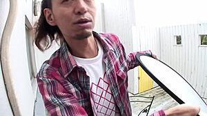 Cute Asian Teen 18+ Tries Bondage with Older Guy 😍