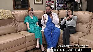 ditria rose's pussy gets creampied in missionary backstage, with latex gloves on nipples and close-up tits.