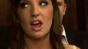 Black chick with big boobs handles a massive white cock