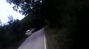 Naked Flashing Near Road in Car Outdoor