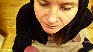 Damn! Hot stranger in a hood sucked me off with intense face action up close