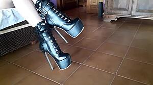 Ankle Boots Paired with Stunning Blue High Heels