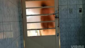 fascinating crossdresser twerks behind the door