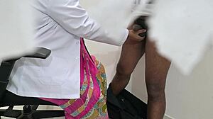Indian doctor in clinic thoroughly examines patient's cock, with nurse assisting in detailed check