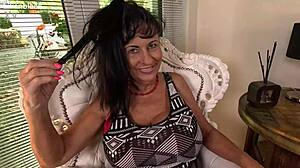 Self-pleasure session in nude oil shine pantyhose for solo fun.