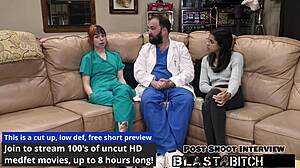 ditria rose's pussy gets creampied in missionary backstage, with latex gloves on nipples and close-up tits.