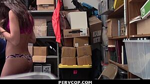 Lily Adams caught hiding merchandise in shop pervcop sting.