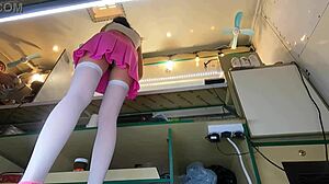 Super hot step-daughter caught on hidden camera upskirt at work
