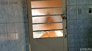 fascinating crossdresser twerks behind the door