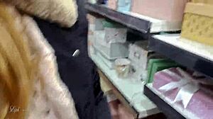 Risky Outdoor Handjob with Spit and Cum on Big Ass