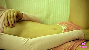 Lynn strips down and shoves a glass dildo deep in her wet cunt for intense solo play