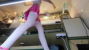 Super hot step-daughter caught on hidden camera upskirt at work