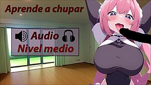 Spanish teacher gives blowjob tutorial for shemale slaves