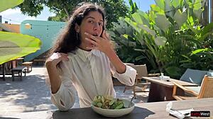 I Asked A Friend To Cum On My Face In A Cafe So I Could Eat Food With Sperm