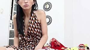 my stepmother gives me a nice blowjob, swallowing cum from big pov cock