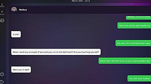 Blonde melissa engages in dirty texting with small tits exposed