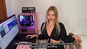 blonde says, watch me tease you with panties on camera
