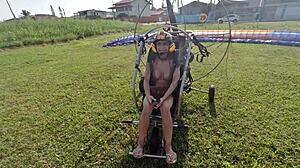 Priscila Belini Naked Masturbating On Paramotor In Public Beach
