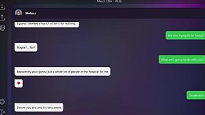 Blonde melissa engages in dirty texting with small tits exposed