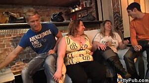 fatty gets anal fucked in group sex