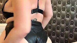 Sara Jay in Leather Lingerie Finger Fucks Mature Pussy Hard
