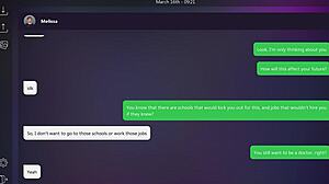 Blonde melissa engages in dirty texting with small tits exposed