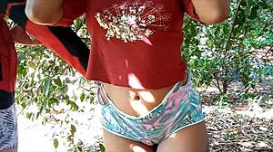 outdoor anal sex with brunette teen, cum in pussy