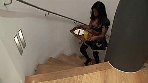 Jasmine Webb sucks and fucks in kinky maid lingerie!