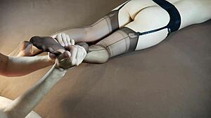 Horny Milf Gets Soles Massaged in Nylon Stockings