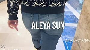 Aleya Sun Boldly Wets Jeans In Mall.