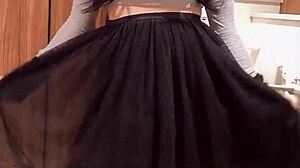 Big-Breasted Crossdressing Lady Quietly Masturbates