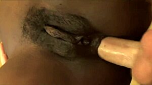 black babe handles big white cock in lingerie