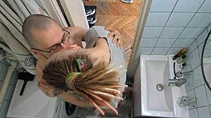 Our morning routine turns into a hard bathroom session, wrecking her tight pussy with rough moves. Can't believe how wild it gets every day!