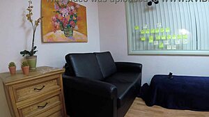 Lala Rose gives blowjob before anal choking.