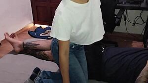 My best friend's wife surprises me with a deepthroat blowjob.