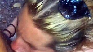 Blonde deepthroats in public woods