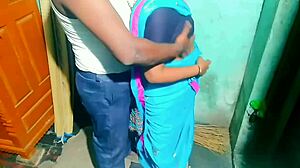 Indian aunty caught cleaning, ends up screwing owner