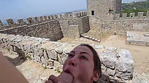 Damiana Flowers fucks in European castle during sextrip, what a wild outdoor adventure