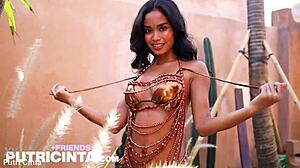 Tiny slut girl Putri Cinta shows her smooth pussy