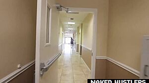 Kim Cruz sucks big black cock at work