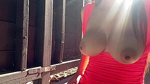 Artemisia Love Bounces Big Tits Outdoors