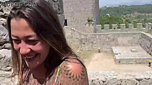 Damiana Flowers fucks in European castle during sextrip, what a wild outdoor adventure