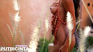 Tiny slut girl Putri Cinta shows her smooth pussy