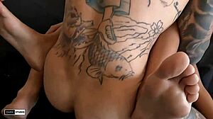 Morena novinha gives pussy tea to tatuado dotado.