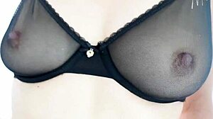 the milf in lingerie explores her small natural tits intensely