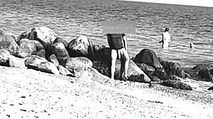 Huge cock nude beach voyeur with 10 inch monster