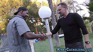 cuckolding babe says 'suck that big black cock'