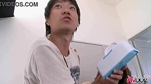 japanese girl remon mizuno teases with a vibrator and blows hard
